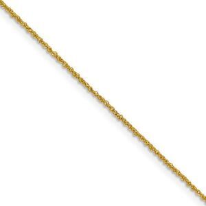 1mm 14k Yellow Gold Diamond Cut Fancy Singapore Chain Necklace 22 Inch
